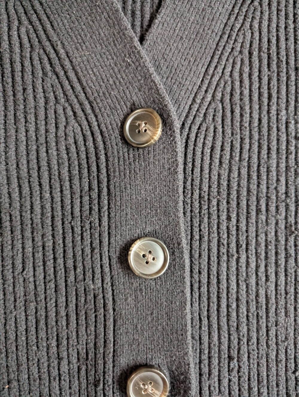 Old Navy Black Ribbed V-Neck Button-Up Cardigan Sz S - Picture 3 of 6
